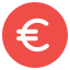 Icône représentant un symbole euro sur fond rouge, illustrant les solutions digitales abordables proposées par Pyramids Digital, votre agence web à Lille spécialisée en création de sites internet et stratégies digitales.
